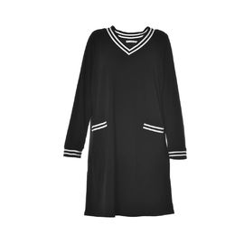 Comfortable Full Sleeve V Neck Ladies Plus Size Dresses In Autumn Or Winter
