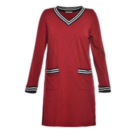 Comfortable Full Sleeve V Neck Ladies Plus Size Dresses In Autumn Or Winter