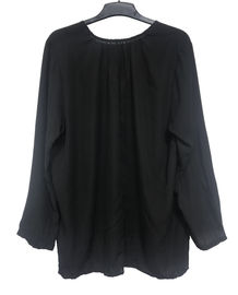 Cotton / Spandex Fashion Ladies Blouse Sweet Long Sleeve V Neck Black Color Plus Size