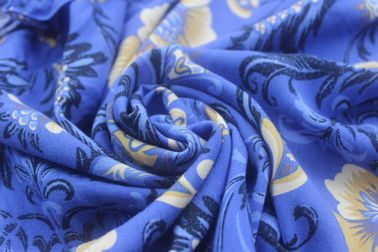 Flower Printed Custom Womens Dresses V Necked Pleated Blue Color BS191215