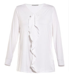 Popular Long Sleeve V Neck Top Women'S Clothing Blouses Nice Frill Design