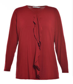 Popular Long Sleeve V Neck Top Women'S Clothing Blouses Nice Frill Design