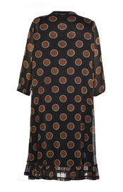 Polka Dot Print Dresses For Ladies With Pleat Hem, Custom Made With Lined