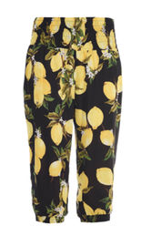 Adult Summer Womens Leisure Shorts Lemon Printed Woven Fabric Custom Logo