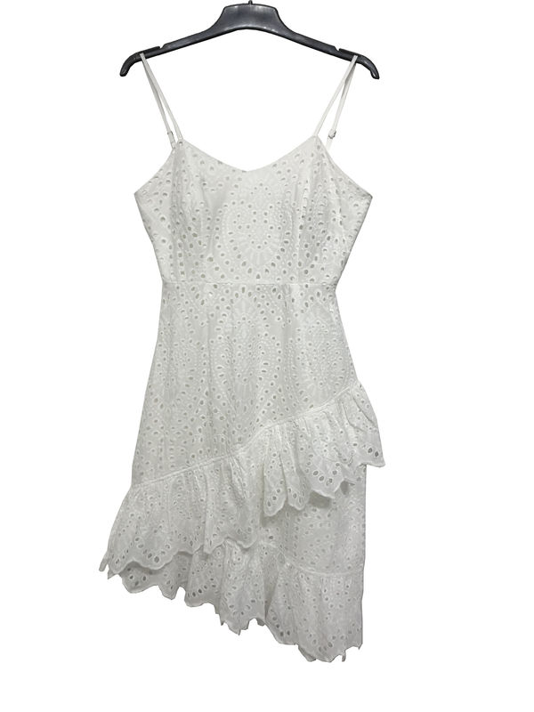 Cotton White Lace Embroidered Dress / Slim Fit Dress For Ladies Sexy Style